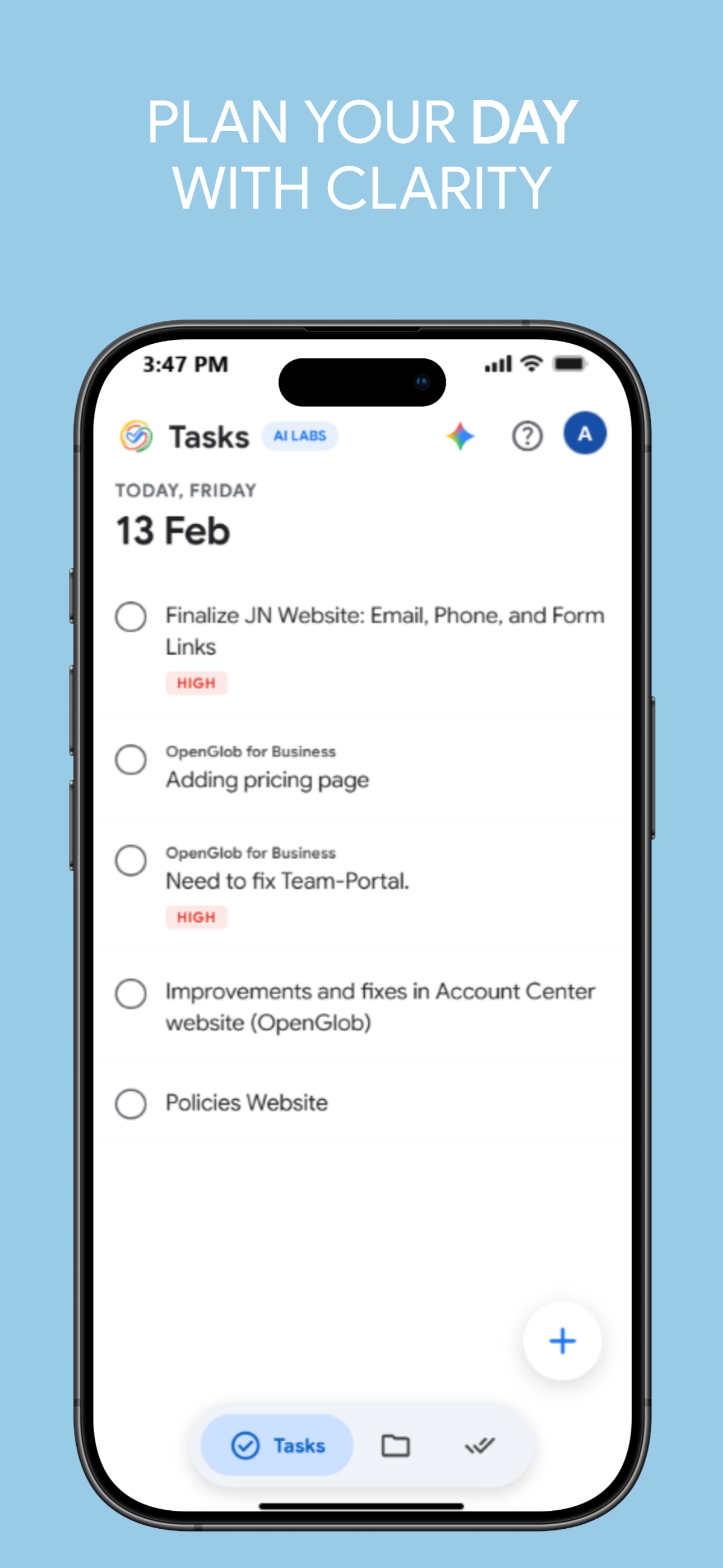 Screenshot 1: Daily Plan